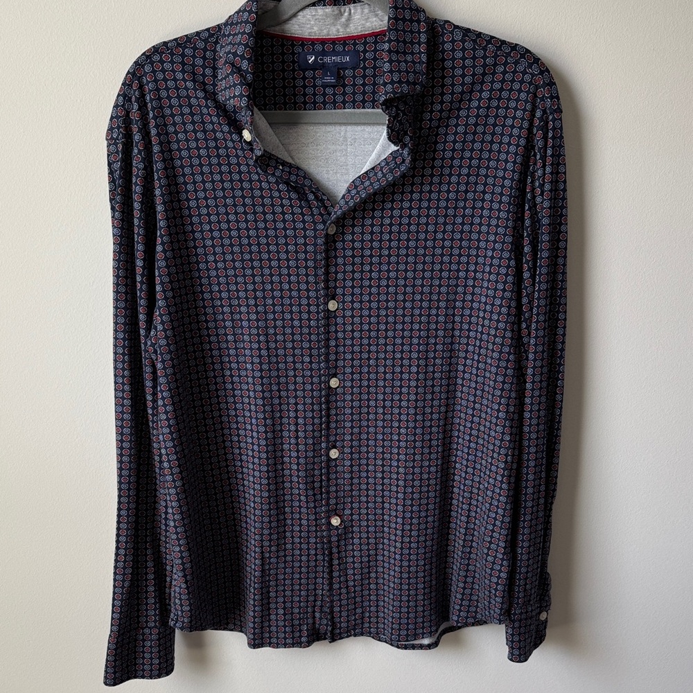 Daniel Cremieux Men's Navy and Burgundy Geometric Shirt